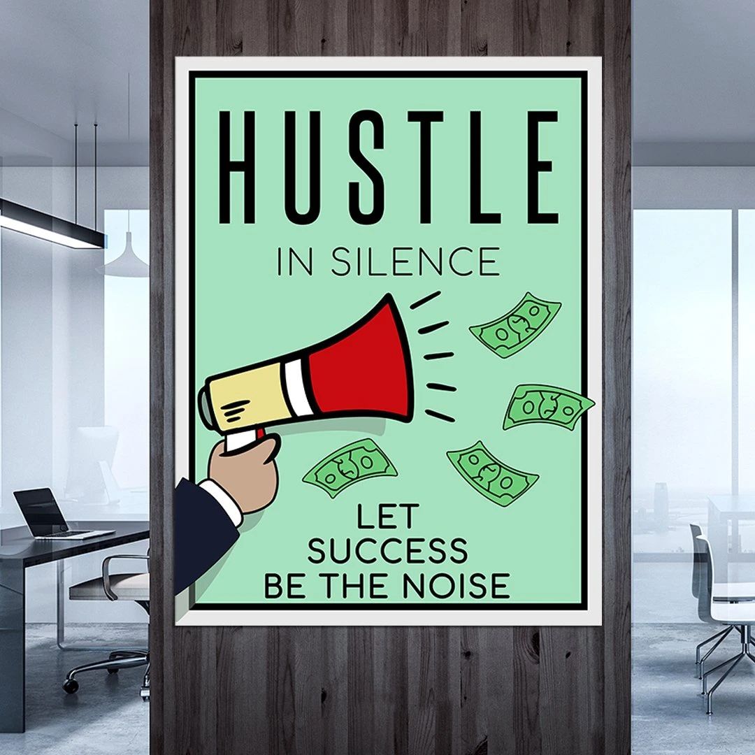 hustle in silence motivational positive canvas print wall art decor 5335