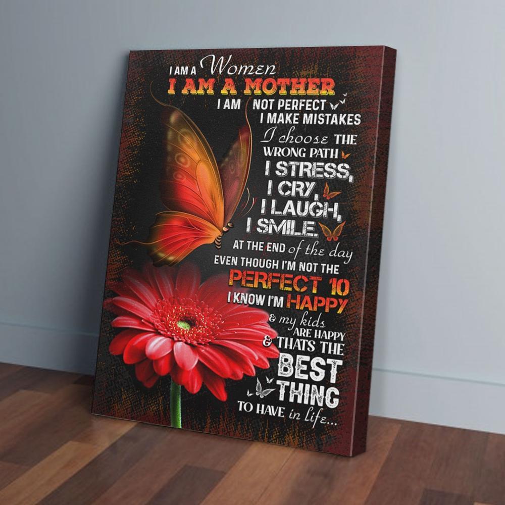 i am a women i am a mother butterfly mothers day gift canvas prints wall art decor 5615