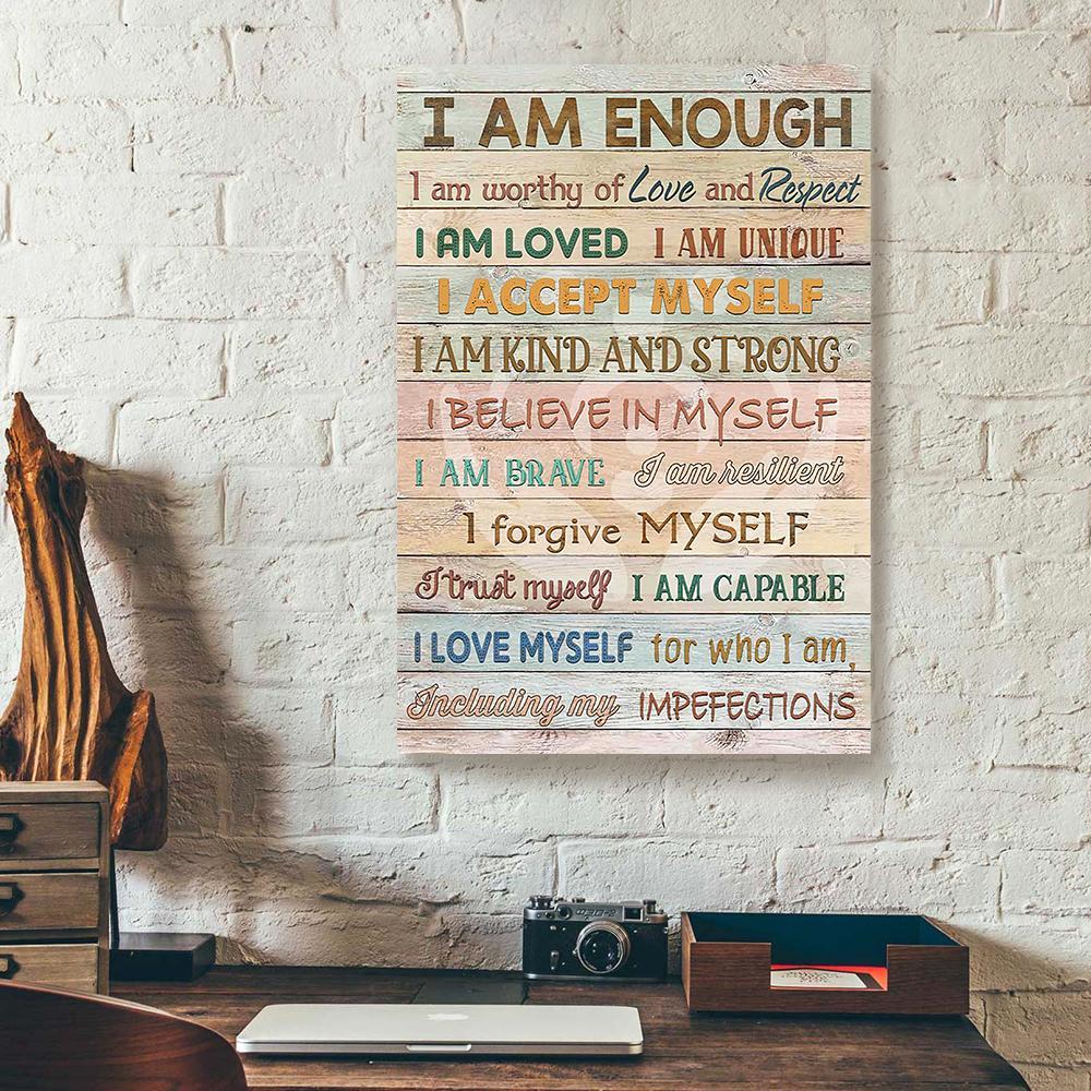 i am enough i am worthy of love and respect social worker canvas prints wall art decor 6721