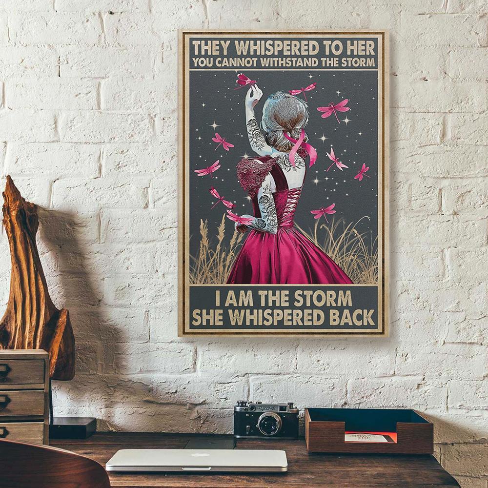 i am the storm tattoo girl breast cancer canvas prints wall art decor 4555