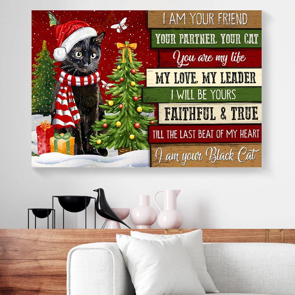 i am your friend i am your black cat christmas canvas prints wall art decor 1360