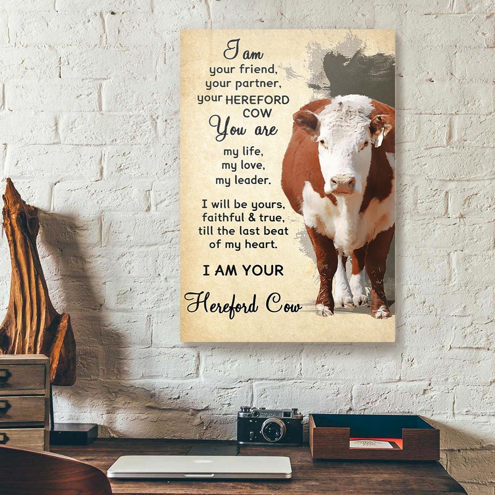 i am your friend your partner your hereford cow canvas prints wall art decor 2247