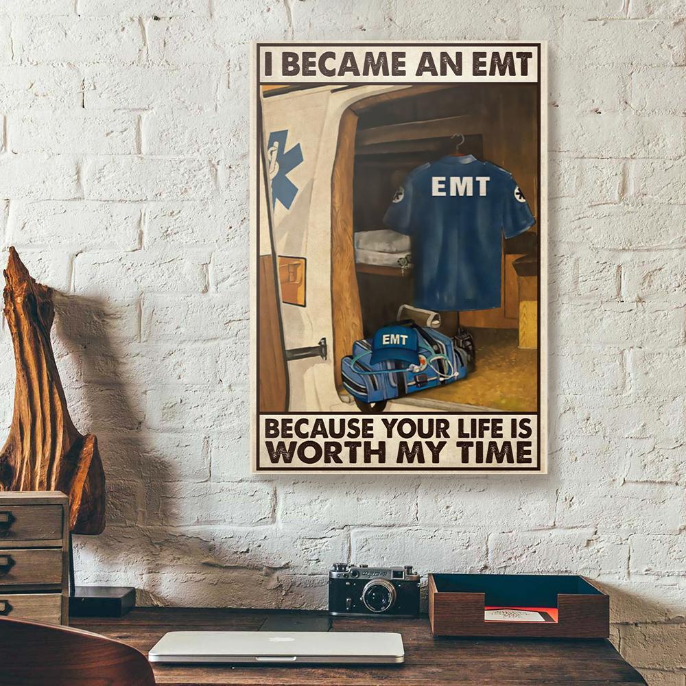 i became an emt paramedic canvas prints wall art decor 3593