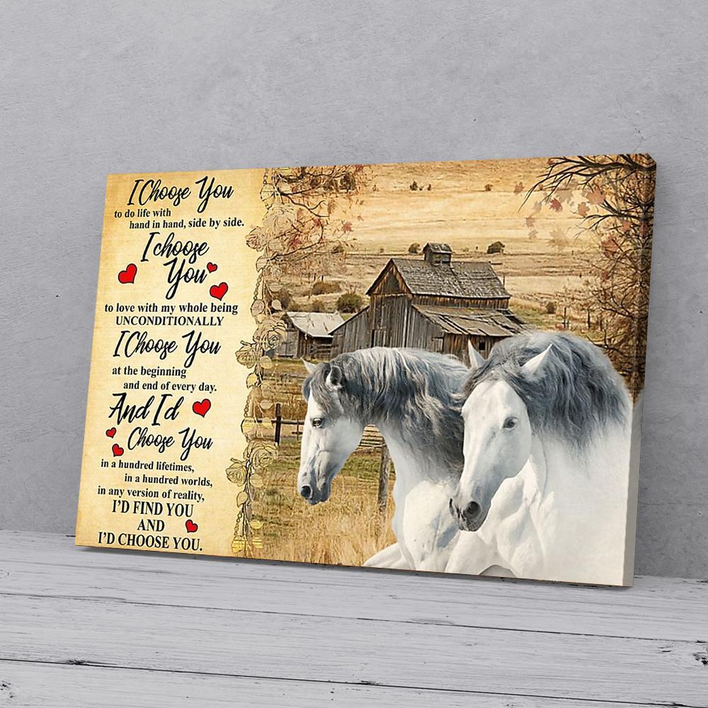 i choose you to do life with hand in hand andalusian horse canvas prints wall art decor 1135
