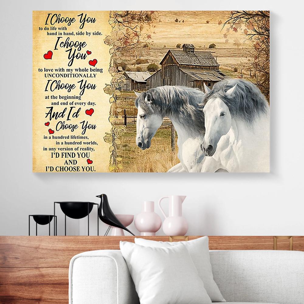 i choose you to do life with hand in hand andalusian horse canvas prints wall art decor 4535