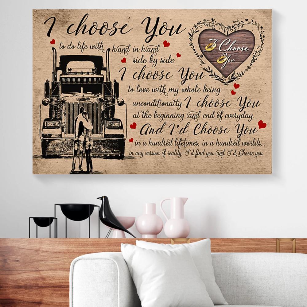 I Choose You To Do Life With Hand In Hand Trucker Love Canvas Prints - Wall Art Decor i choose you to do life with hand in hand trucker love canvas prints wall art decor 4104