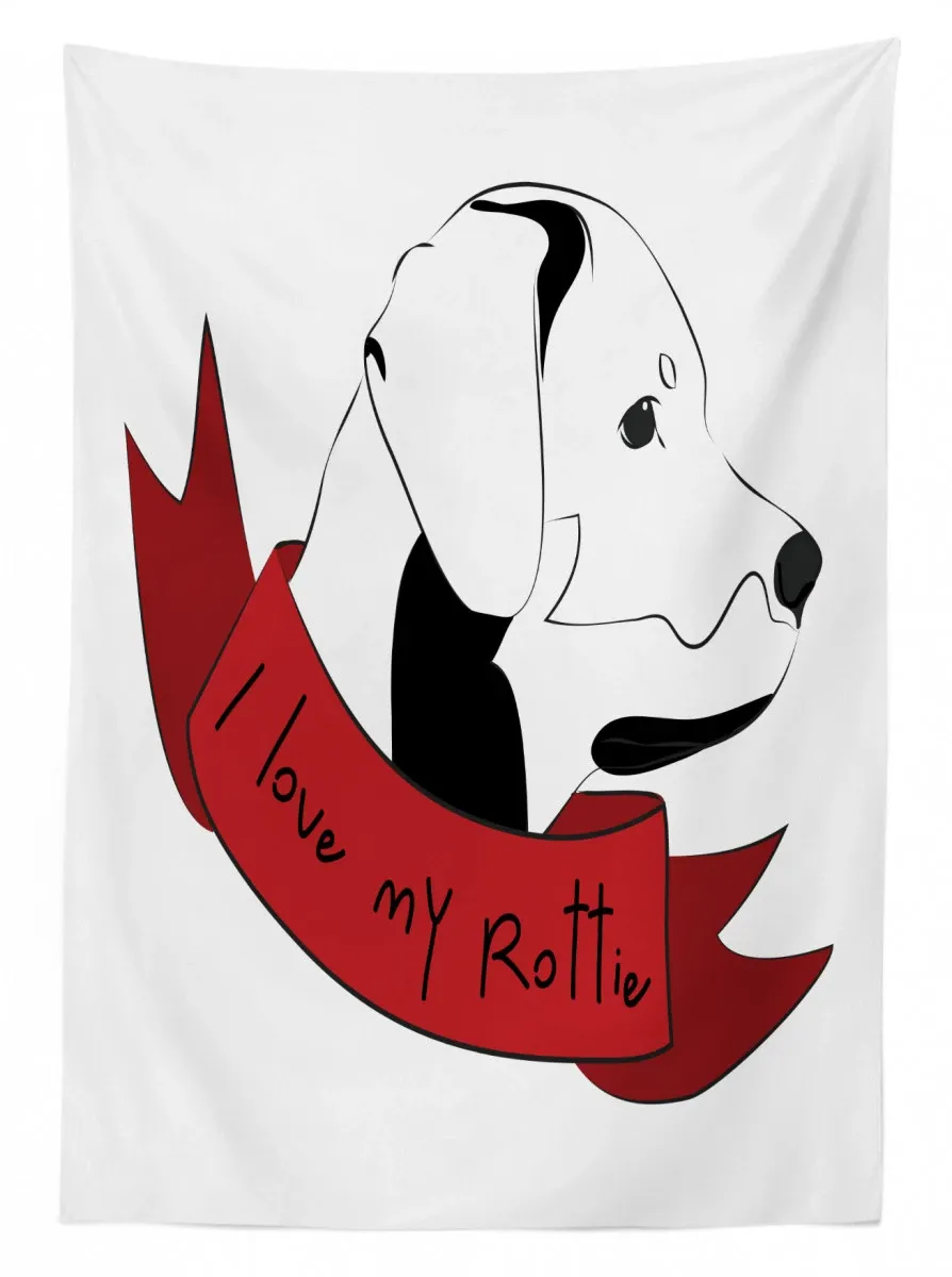 i love my rottie doodle 3d printed tablecloth table decor 6408