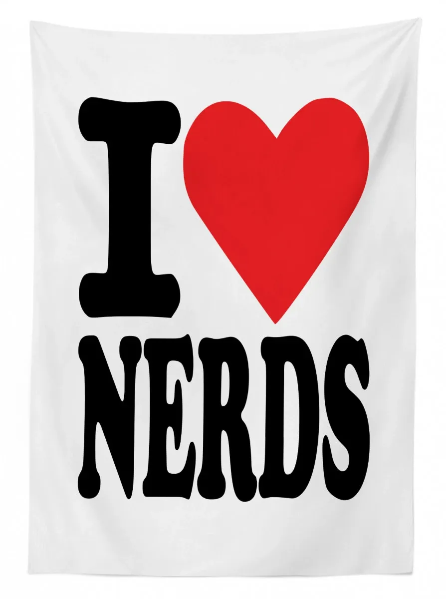 i love nerds words with heart 3d printed tablecloth table decor 5576