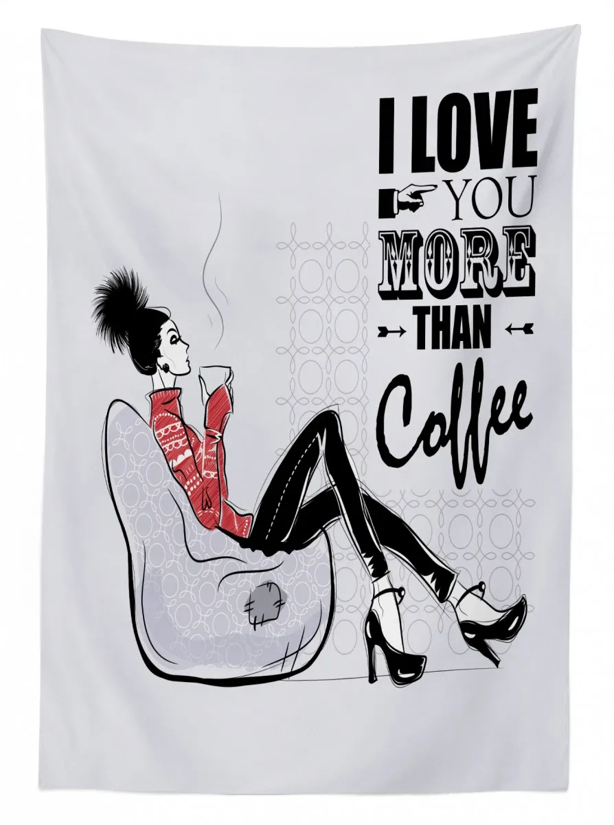 i love you more than coffee 3d printed tablecloth table decor 7322