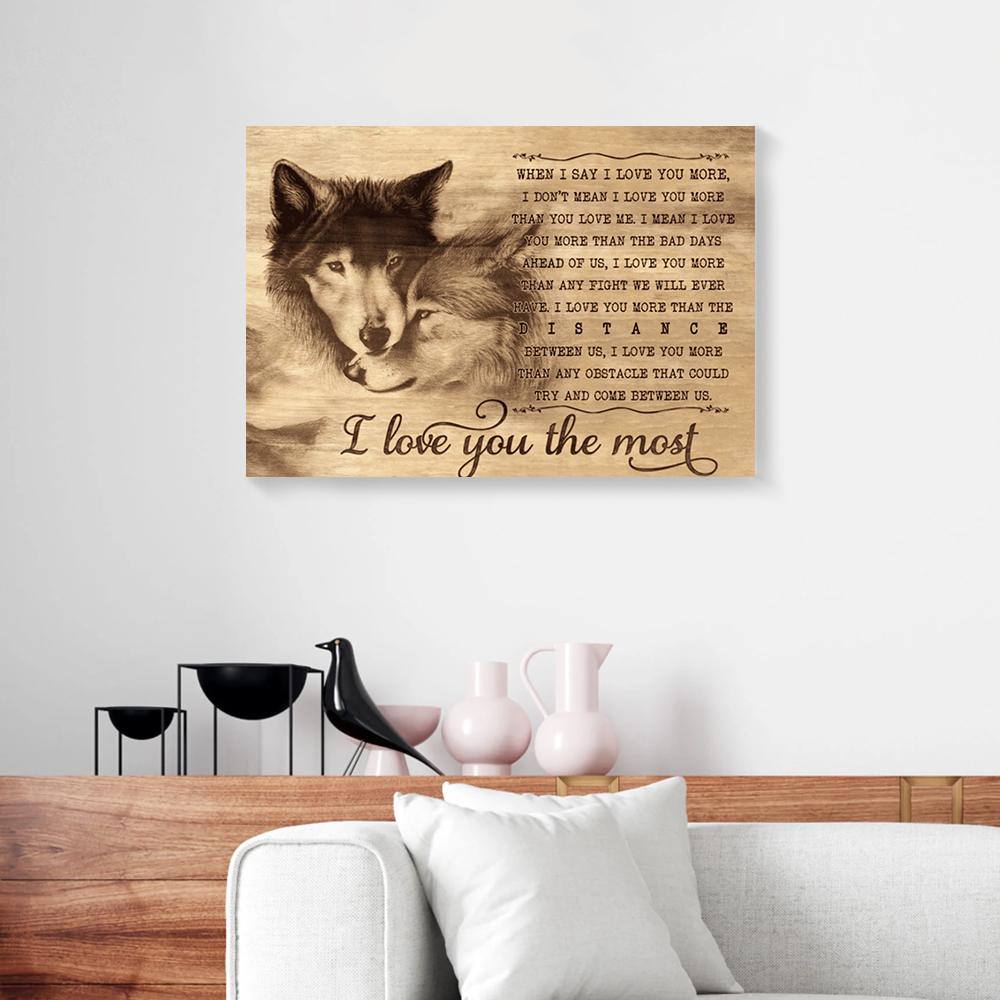 i love you the most wolf love canvas prints wall art decor 5061