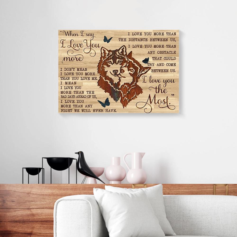 i love you the most wolf love canvas prints wall art decor 8519