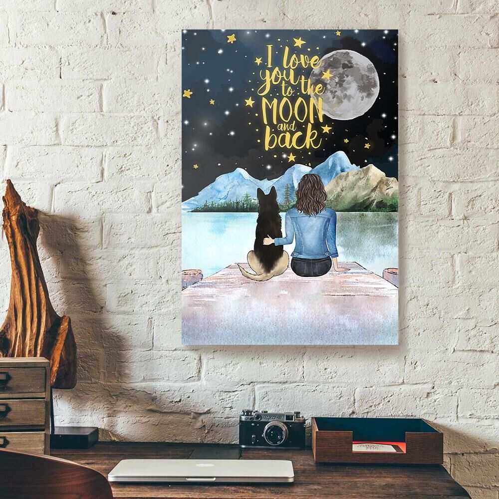 I Love You To The Moon And Back Dog Canvas Wall Art i love you to the moon and back dog canvas wall art 4085
