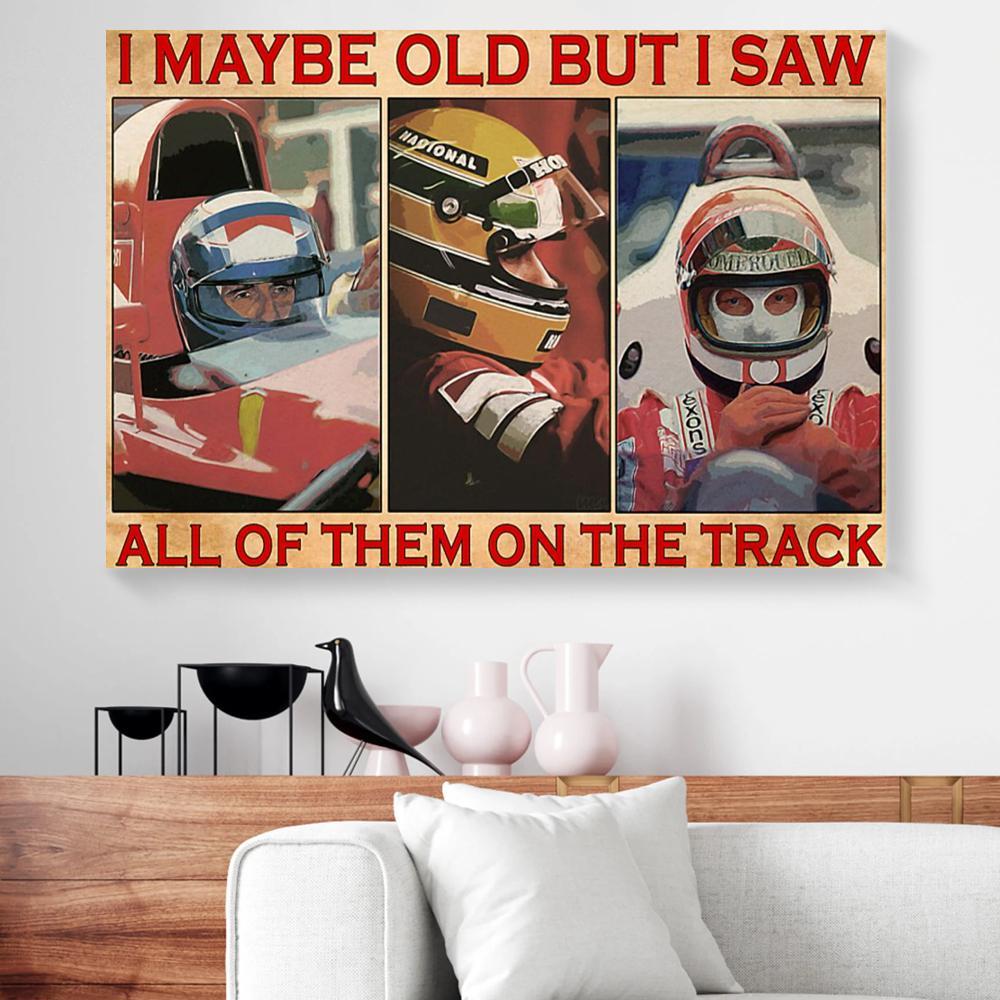 i maybe old but i saw car racing canvas prints wall art decor 8985