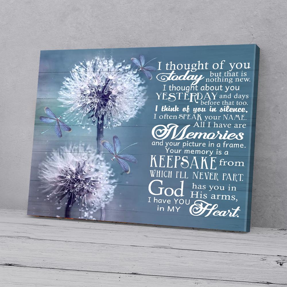 i thought of you today in my heart dragonfly dandelion canvas prints wall art decor 2762