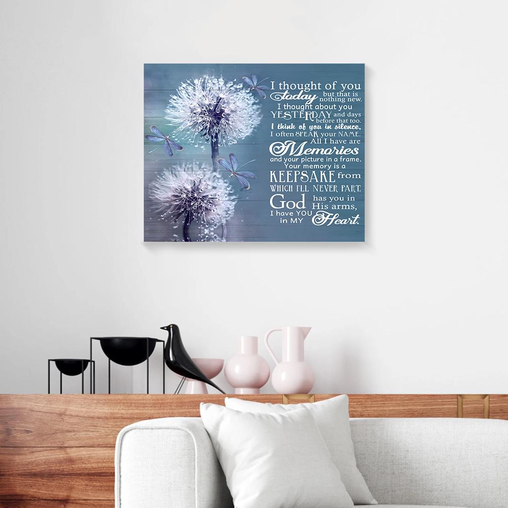 i thought of you today in my heart dragonfly dandelion canvas prints wall art decor 4104