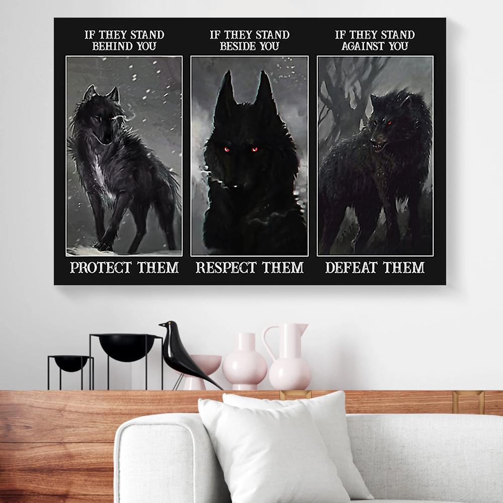 If They Stand Behind You Protect Them Wolf Canvas Prints - Wall Art Decor if they stand behind you protect them wolf canvas prints wall art decor 3112