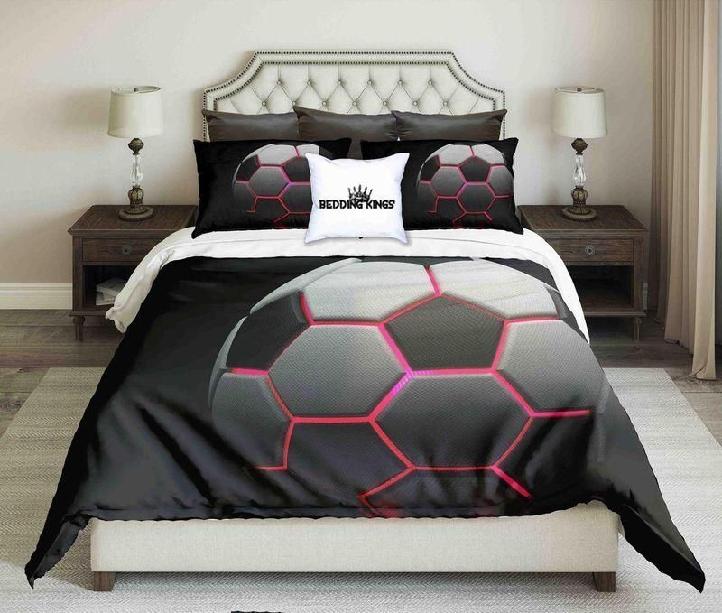 illuminated red light football on black background design bedding set bedroom decor 7753