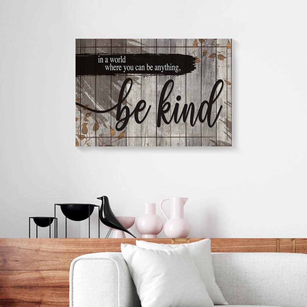 in a world where you can be anything be kind fall canvas prints wall art decor 1092
