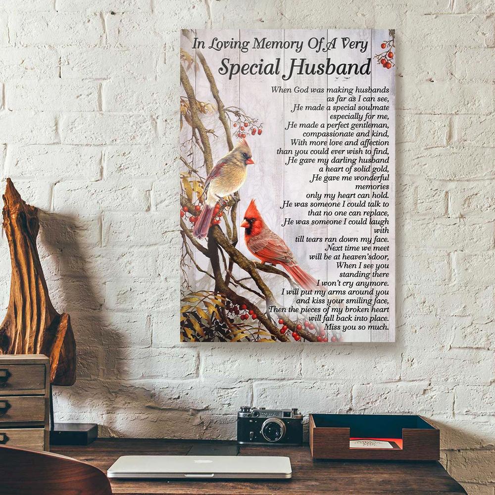 in loving memory of husband cardinal canvas prints wall art decor 1584