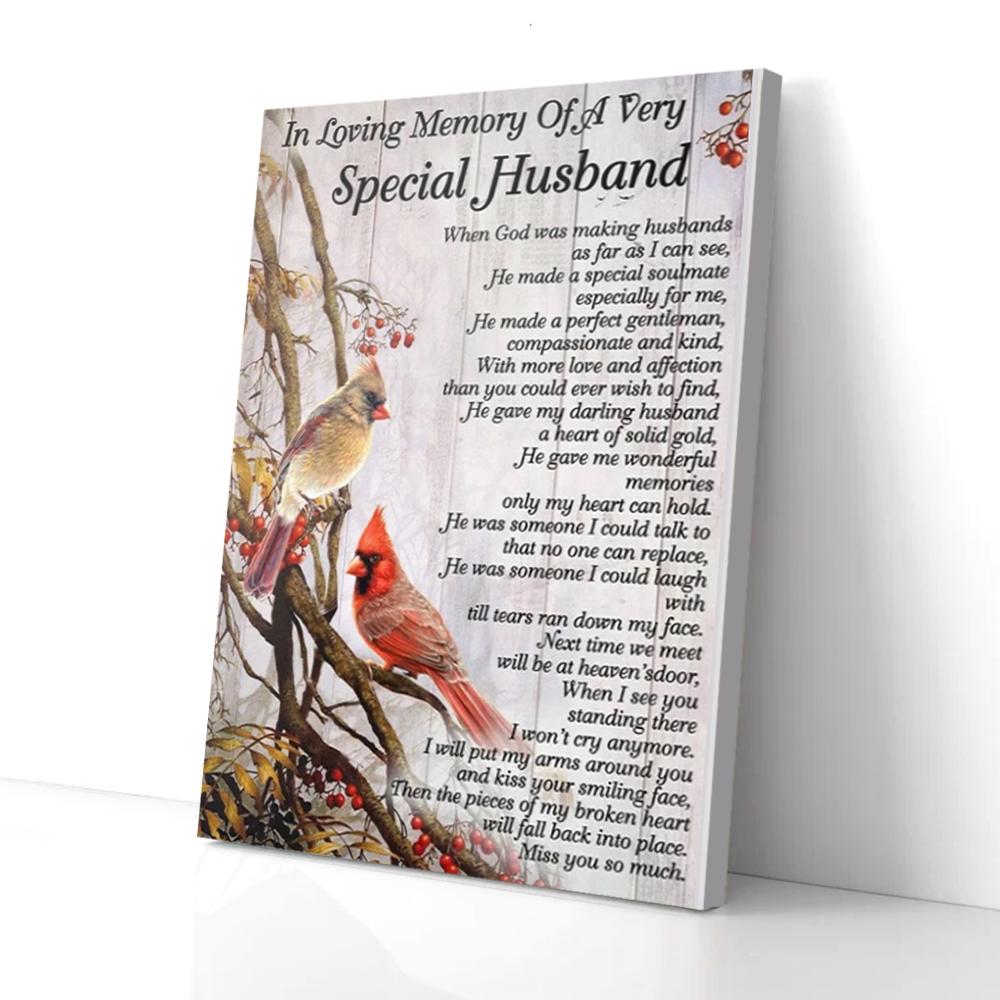 in loving memory of husband cardinal canvas prints wall art decor 4838