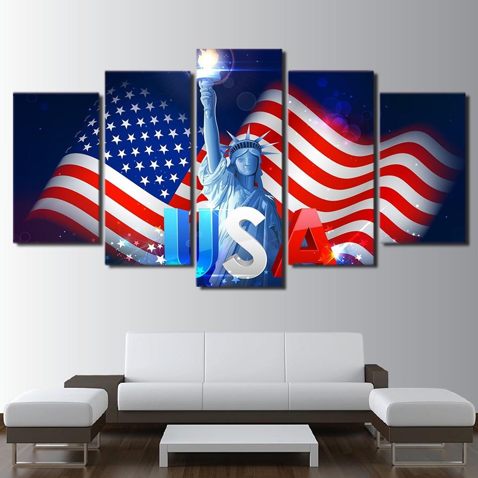 independence day usa abstract 5 panel canvas art wall decor 3677