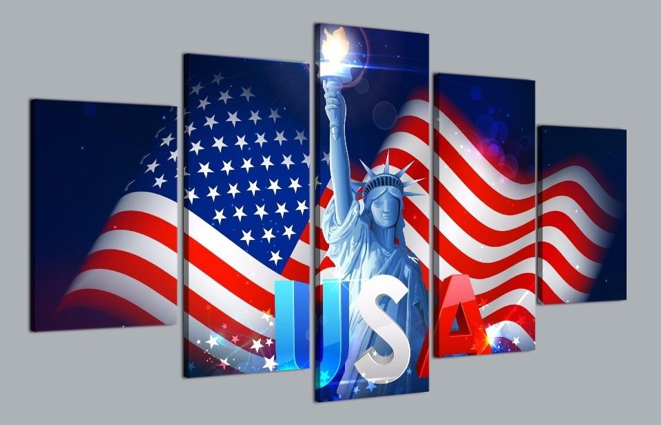 independence day usa abstract 5 panel canvas art wall decor 3738