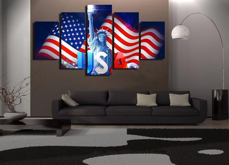 independence day usa abstract 5 panel canvas art wall decor 6453