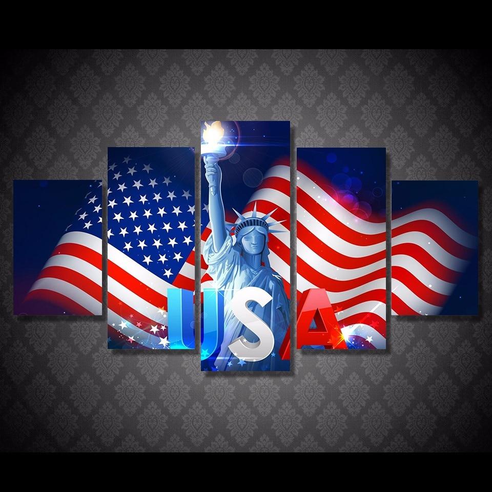 independence day usa abstract 5 panel canvas art wall decor 6640