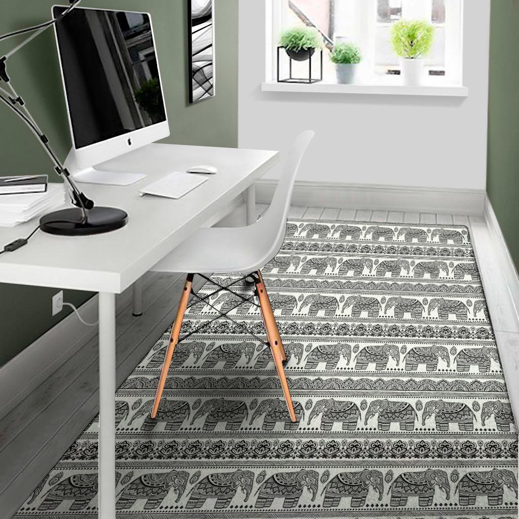 indian bohemian elephant pattern print area rug floor decor 3989