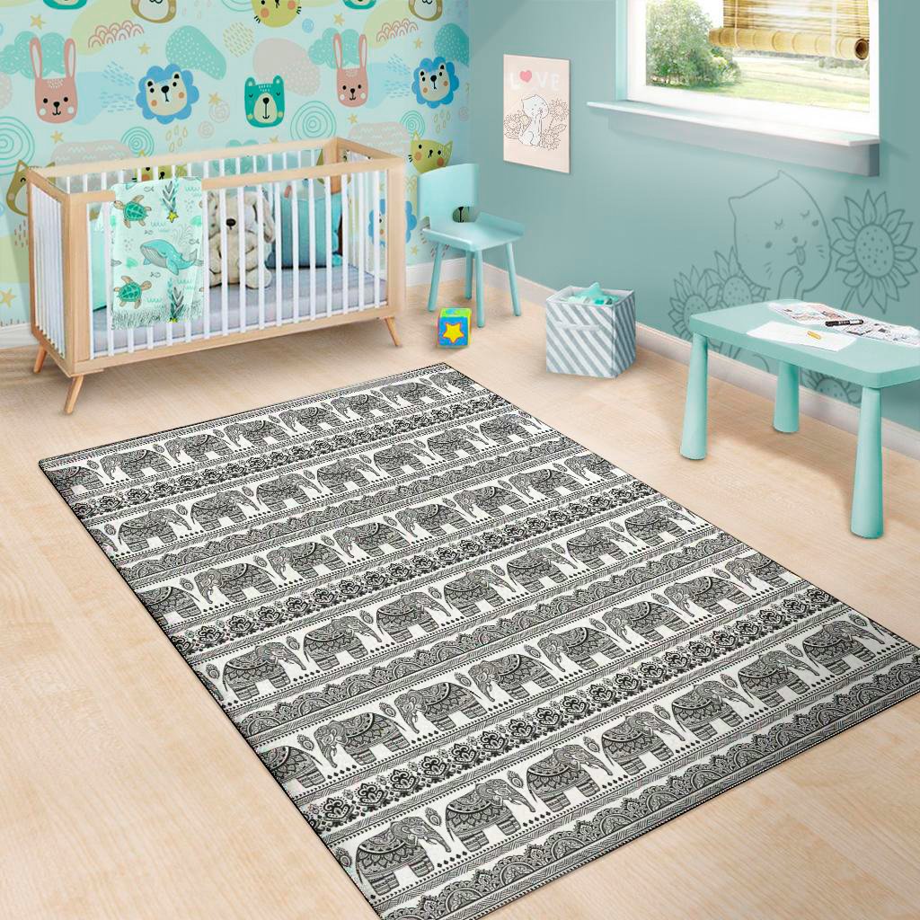 indian bohemian elephant pattern print area rug floor decor 6938