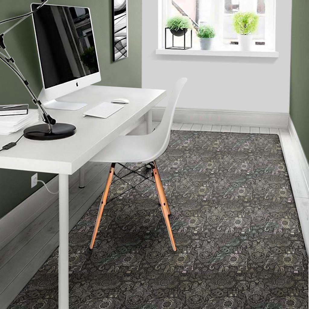 indian boho elephant pattern print area rug floor decor 6229