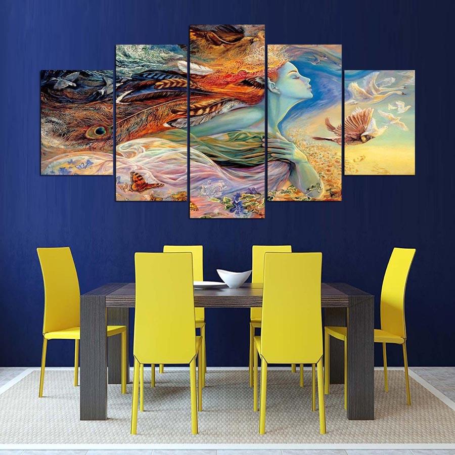 indian girl 01 abstract 5 panel canvas art wall decor 2465