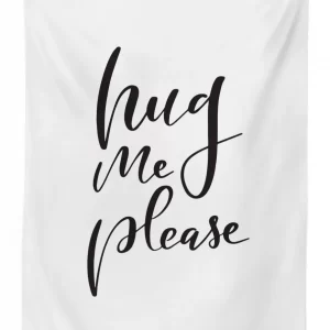 ink brush written hug me please 3d printed tablecloth table decor 1926