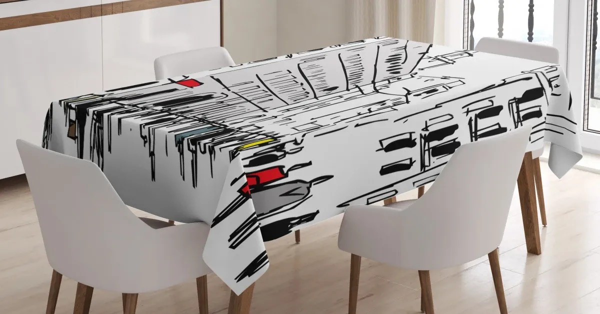 Ink Cityscape Street View 3D Printed Tablecloth Table Decor ink cityscape street view 3d printed tablecloth table decor 7975
