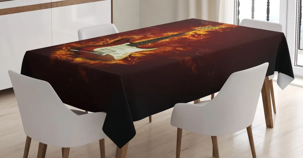 instrument in flames 3d printed tablecloth table decor 1826
