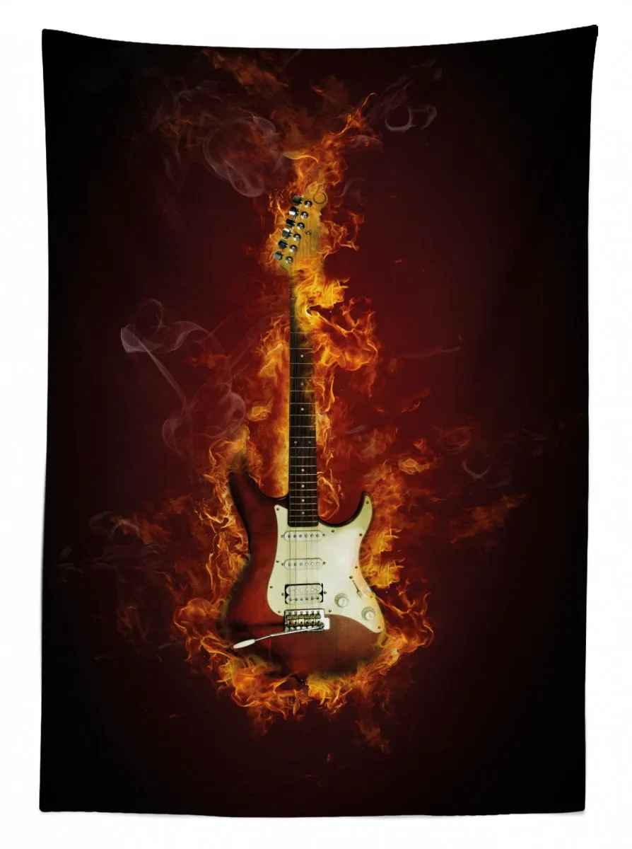 instrument in flames 3d printed tablecloth table decor 5441
