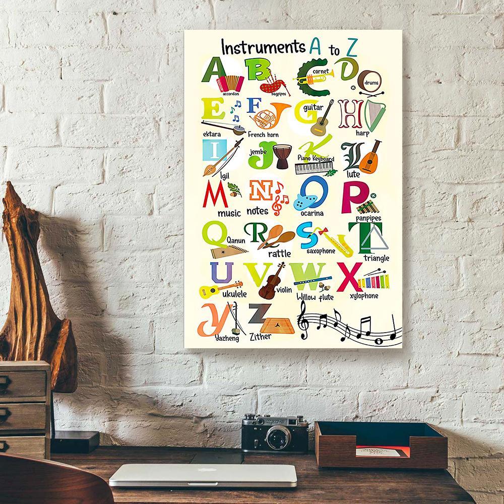 instruments alphabet a to z teacher canvas prints wall art decor 5750