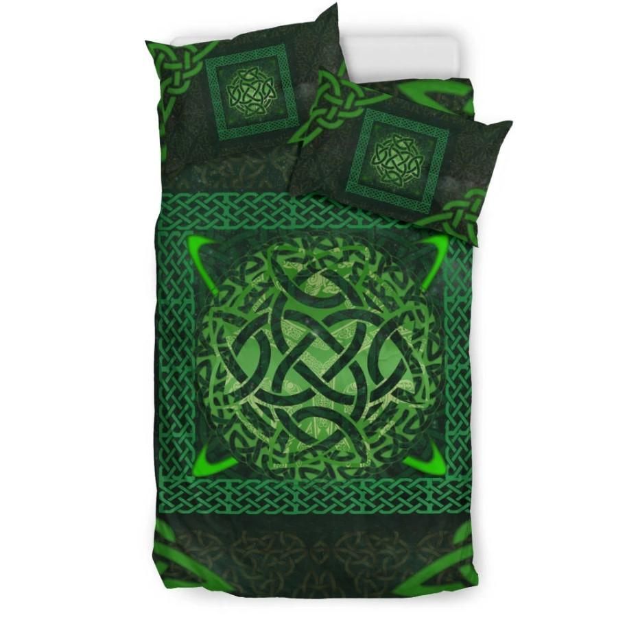 irish carolingian cross with celtic knot shamrock st patricks day duvet cover bedding set 6710