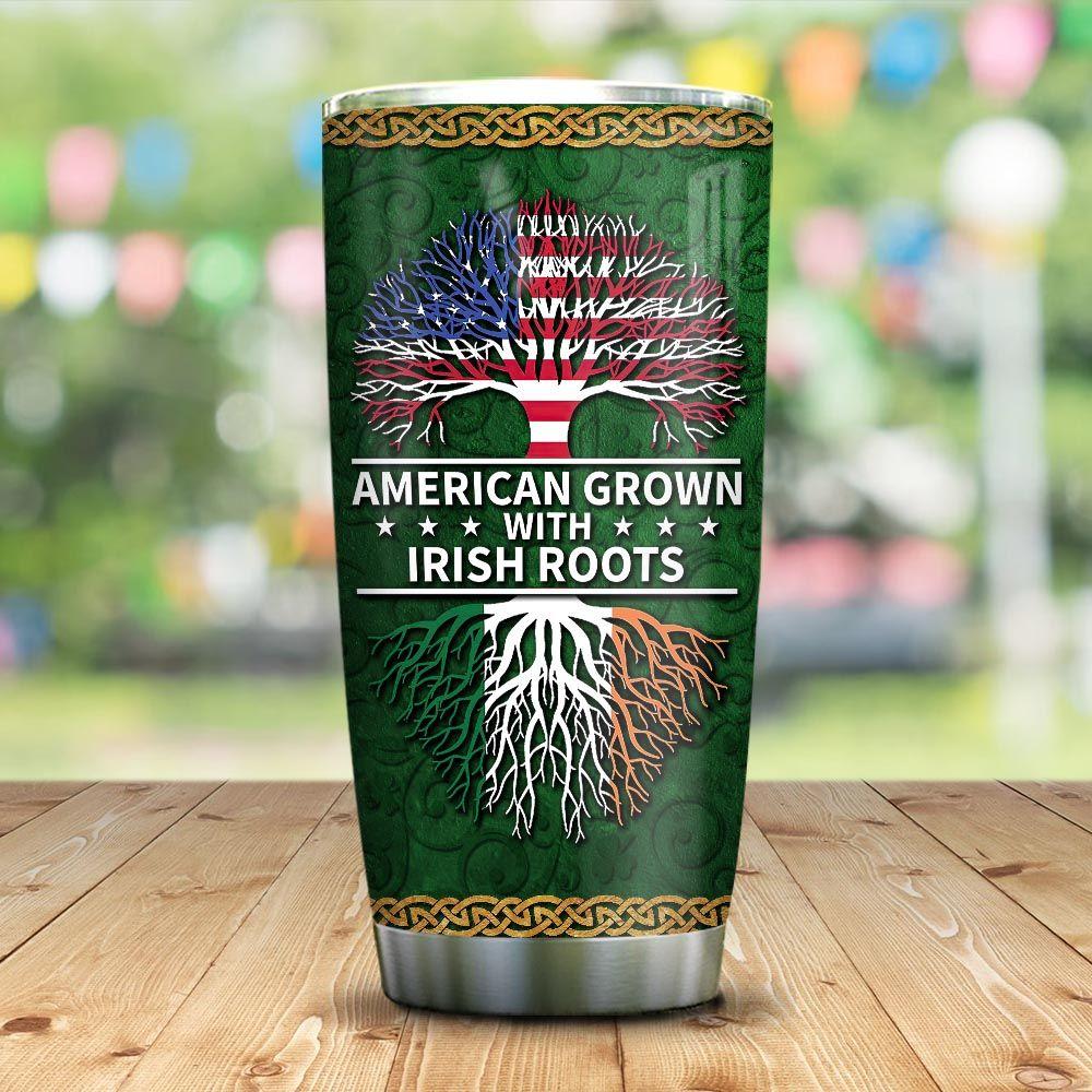 irish roots american personalized stainless steel tumbler 5149