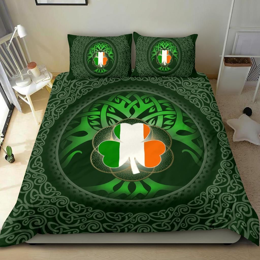 irish shamrock and tree of life shamrock st patricks day duvet cover bedding set 7040
