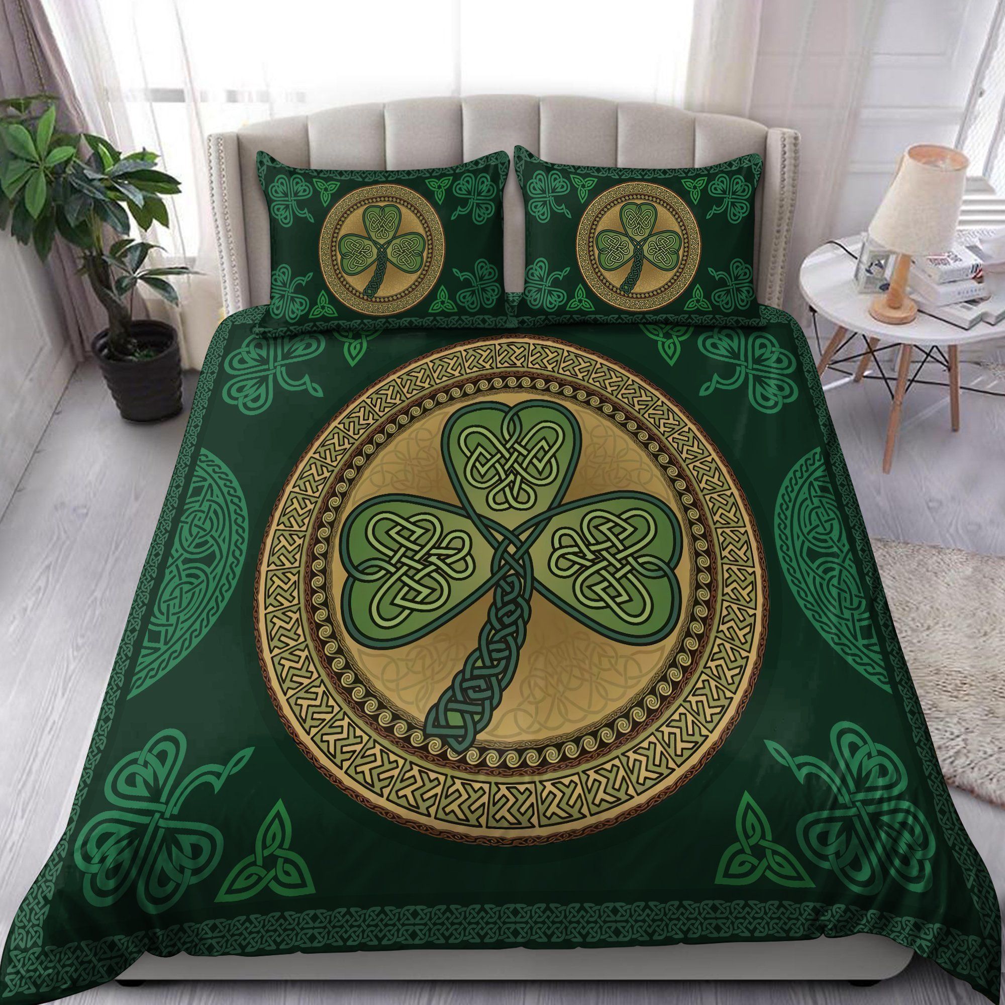 irish shamrock pattern st patricks day duvet cover bedding set 8592