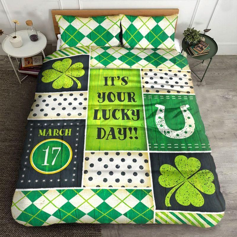 its your lucky day horseshoe st patricks day duvet cover bedding set 5361