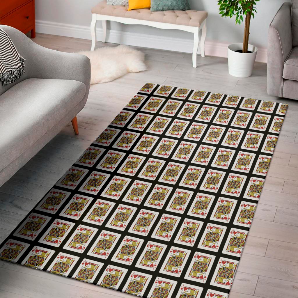 jack of hearts playing card pattern print area rug floor decor 7145