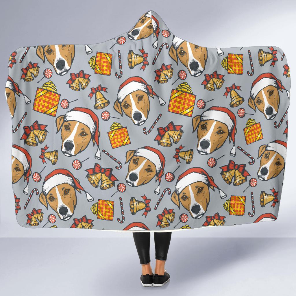 jack russell dog christmas pattern print hooded blanket cloak blanket 5920