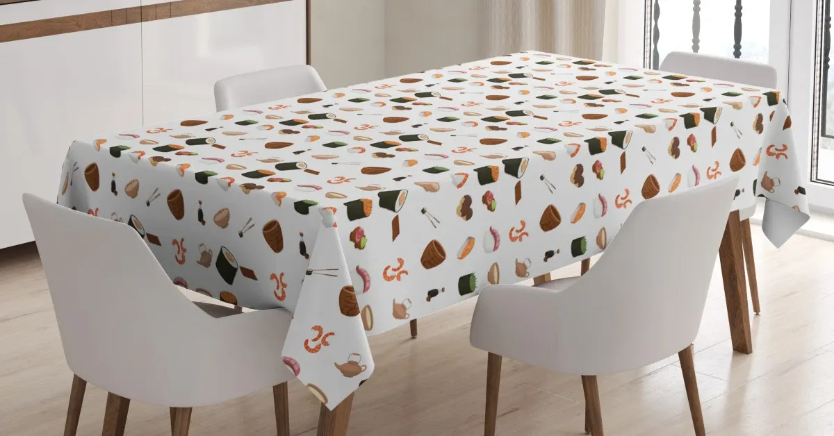 Japanese Cuisine Elements 3D Printed Tablecloth Table Decor japanese cuisine elements 3d printed tablecloth table decor 1524
