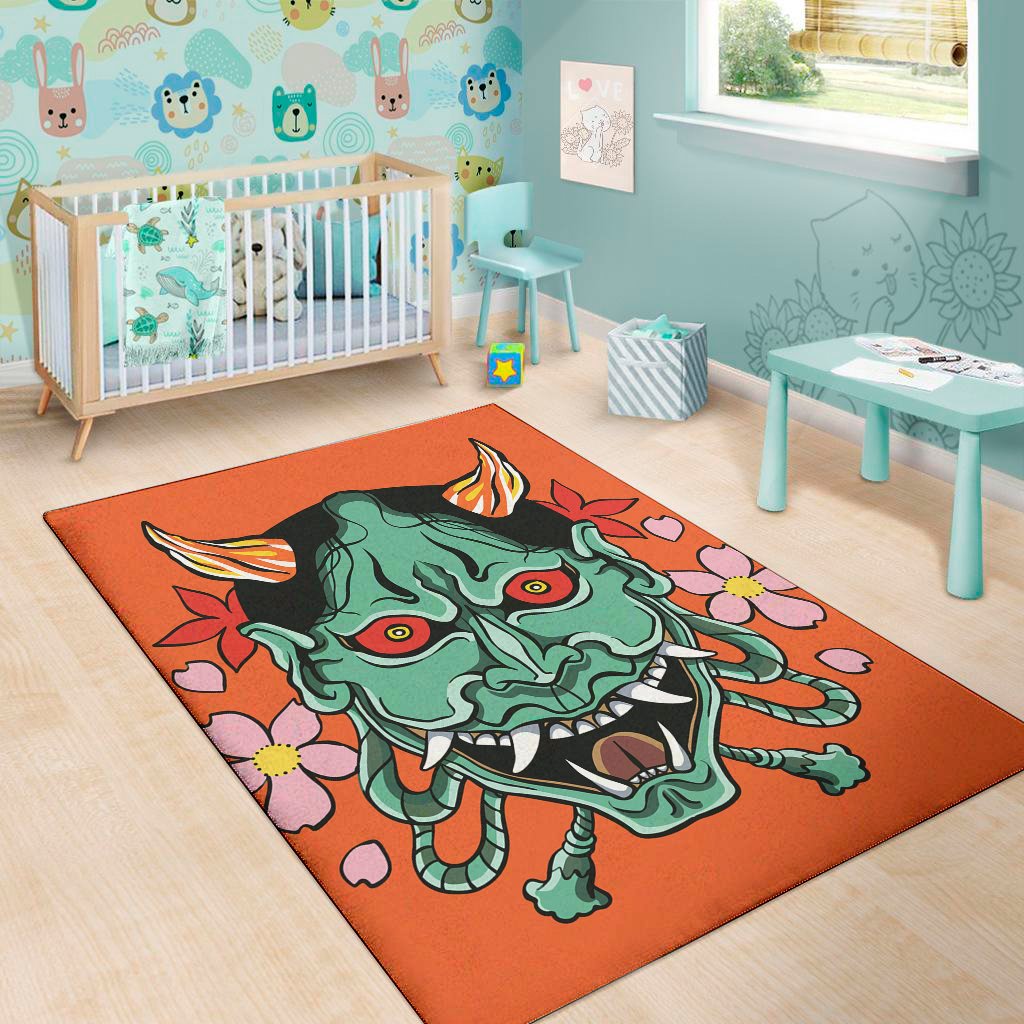 japanese demon print area rug floor decor 6447