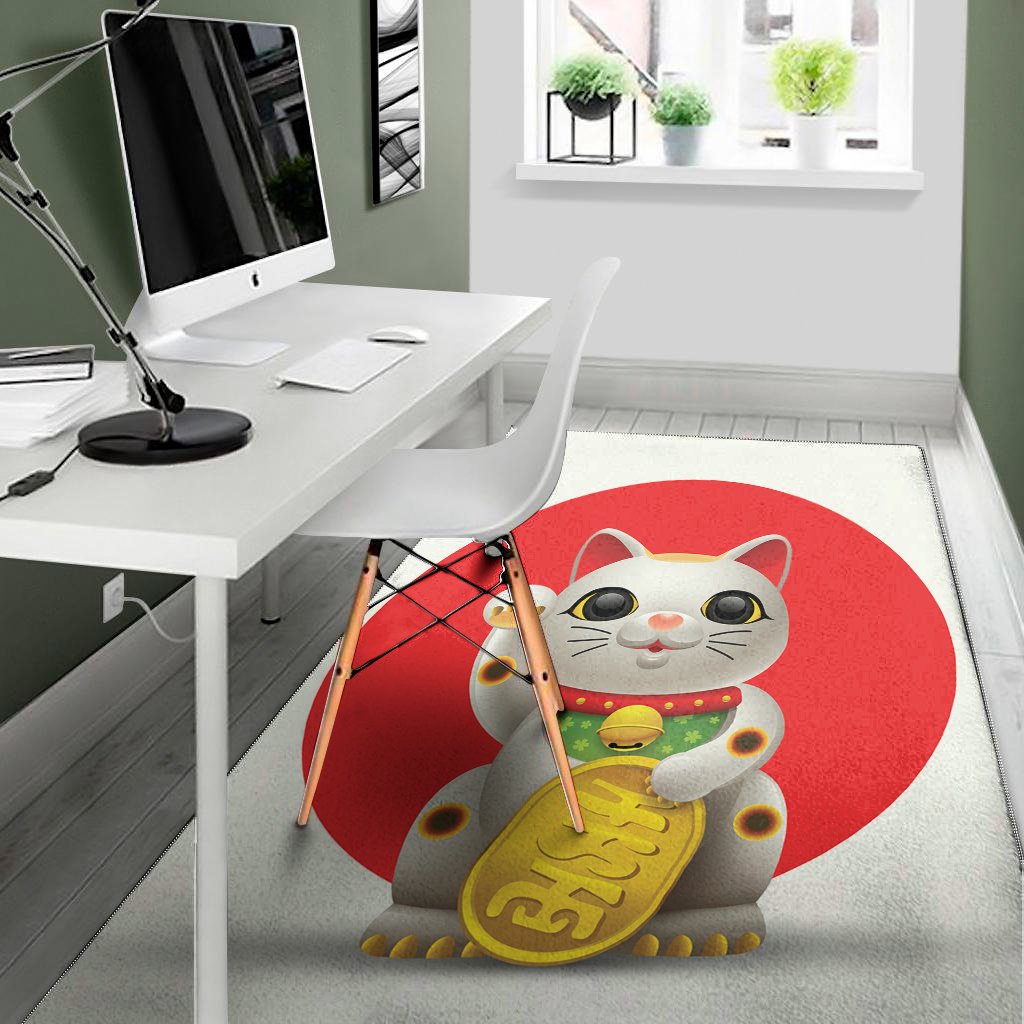Japanese Lucky Cat Maneki Neko Print Area Rug Floor Decor japanese lucky cat maneki neko print area rug floor decor 5829