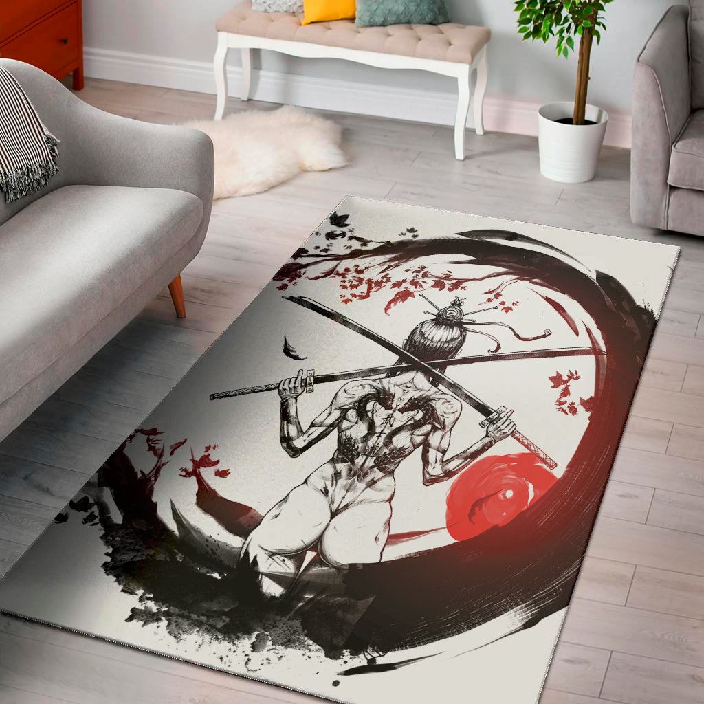 Japanese Samurai Woman Print Area Rug Floor Decor japanese samurai woman print area rug floor decor 1675