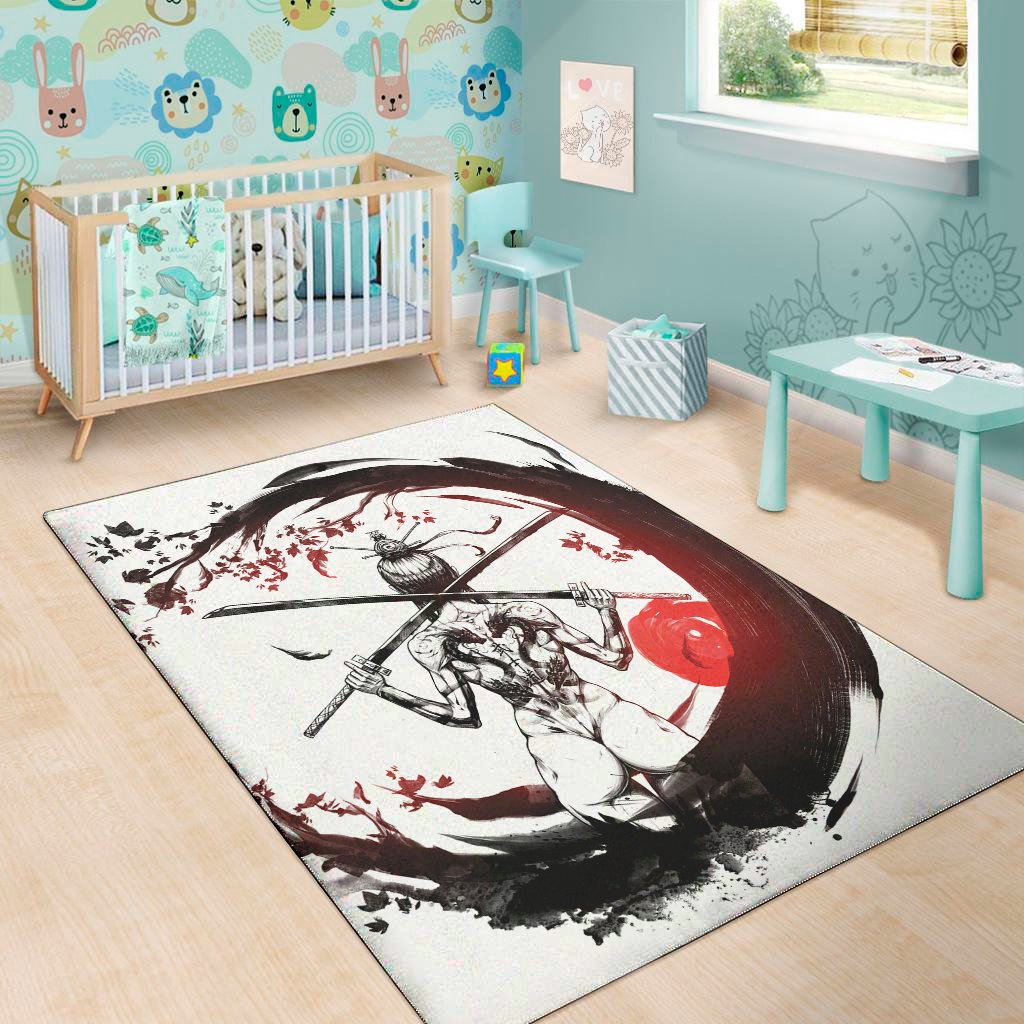 Japanese Samurai Woman Print Area Rug Floor Decor japanese samurai woman print area rug floor decor 2529