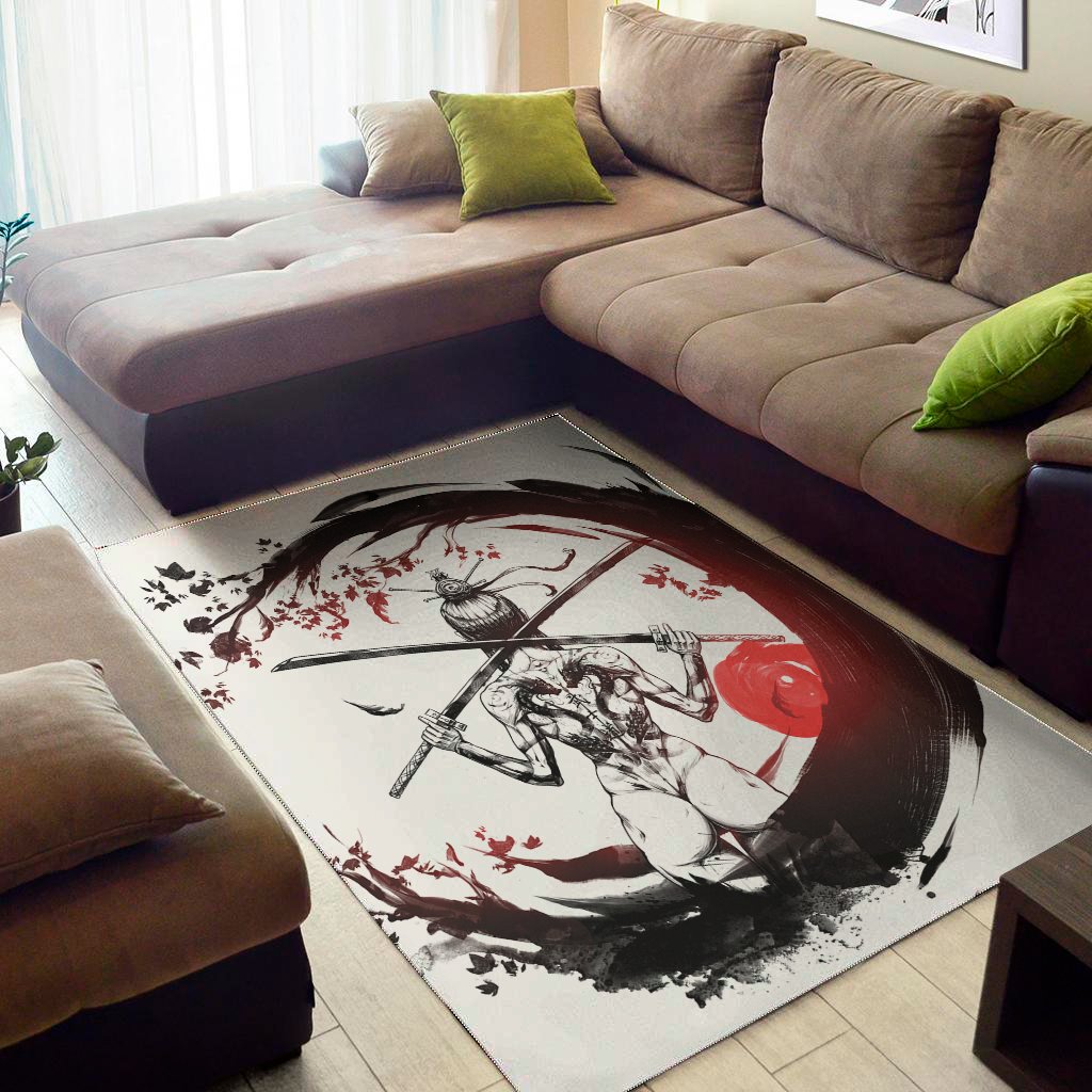 Japanese Samurai Woman Print Area Rug Floor Decor japanese samurai woman print area rug floor decor 2533